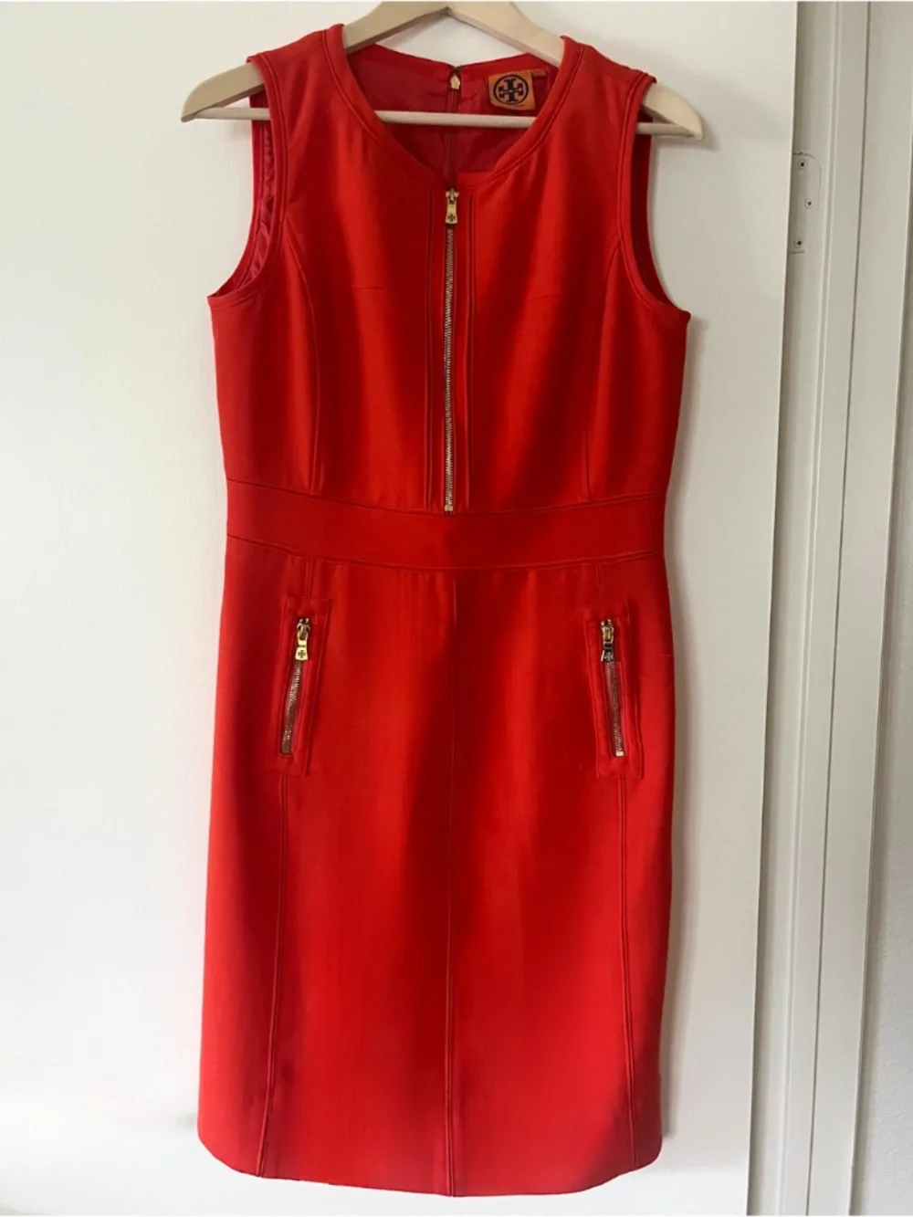 Tory Burch Sleeveless Orange Sheath Dress Size 10